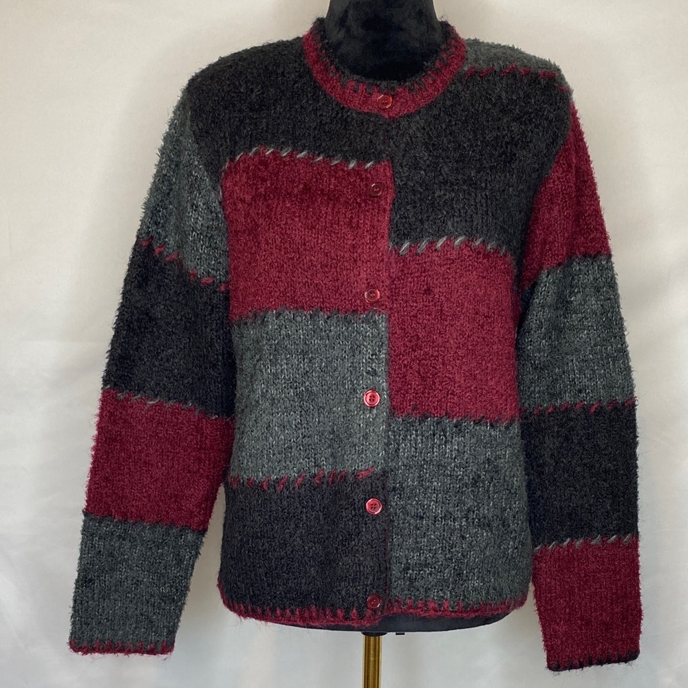 Vintage Christopher & Banks Hand Embroidered Patchwork Button-Down Cardigan